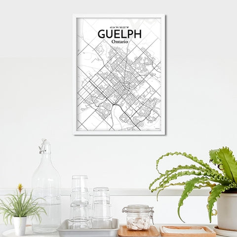 Guelph City Map Poster – Detailed Art Print of Guelph, Ontario Canada Map Art for Home Decor, Office Decor, and Unique Gifts