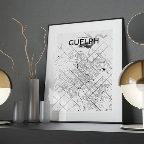 Guelph City Map Poster – Detailed Art Print of Guelph, Ontario Canada Map Art for Home Decor, Office Decor, and Unique Gifts