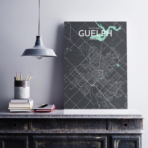 Guelph City Map Poster – Detailed Art Print of Guelph, Ontario Canada Map Art for Home Decor, Office Decor, and Unique Gifts