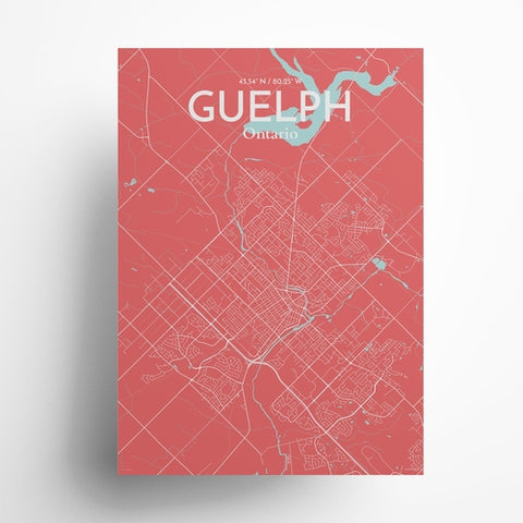 Guelph City Map Poster – Detailed Art Print of Guelph, Ontario Canada Map Art for Home Decor, Office Decor, and Unique Gifts