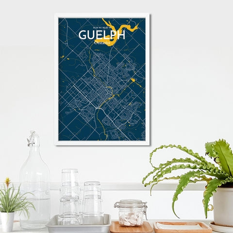 Guelph City Map Poster – Detailed Art Print of Guelph, Ontario Canada Map Art for Home Decor, Office Decor, and Unique Gifts