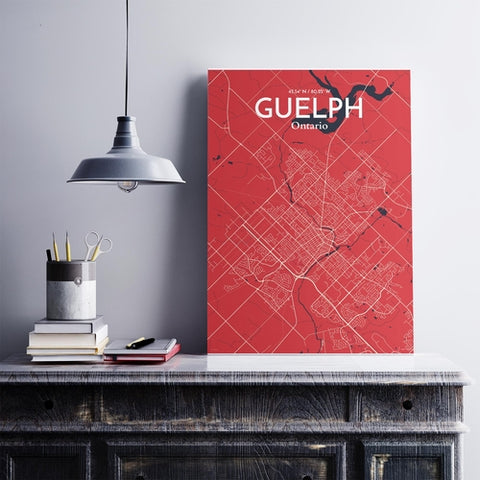 Guelph City Map Poster – Detailed Art Print of Guelph, Ontario Canada Map Art for Home Decor, Office Decor, and Unique Gifts