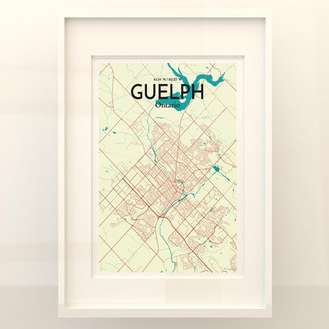 Guelph City Map Poster – Detailed Art Print of Guelph, Ontario Canada Map Art for Home Decor, Office Decor, and Unique Gifts