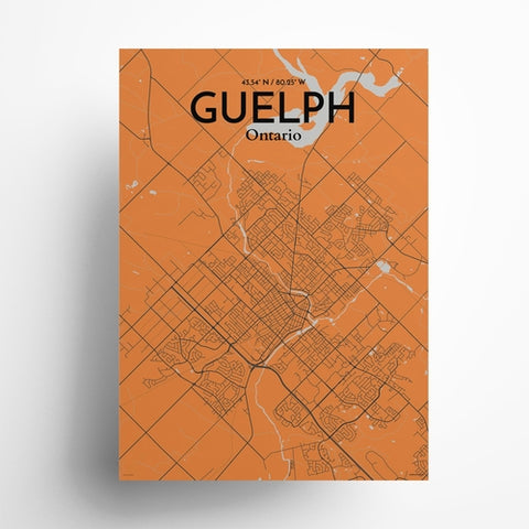 Guelph City Map Poster – Detailed Art Print of Guelph, Ontario Canada Map Art for Home Decor, Office Decor, and Unique Gifts