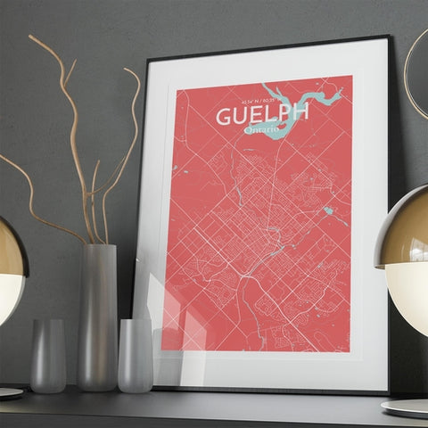 Guelph City Map Poster – Detailed Art Print of Guelph, Ontario Canada Map Art for Home Decor, Office Decor, and Unique Gifts