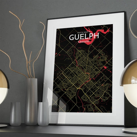 Guelph City Map Poster – Detailed Art Print of Guelph, Ontario Canada Map Art for Home Decor, Office Decor, and Unique Gifts