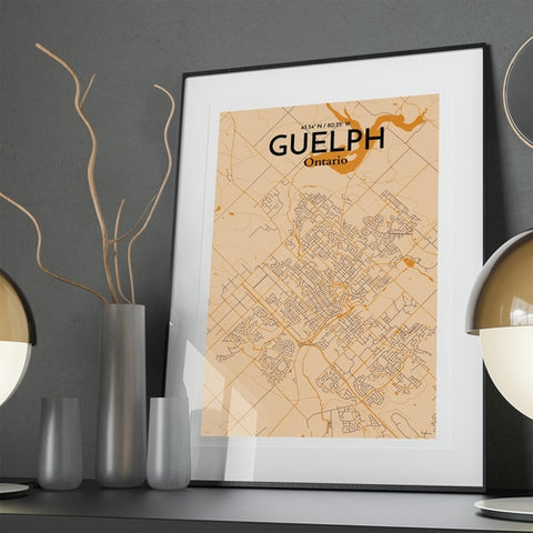 Guelph City Map Poster – Detailed Art Print of Guelph, Ontario Canada Map Art for Home Decor, Office Decor, and Unique Gifts