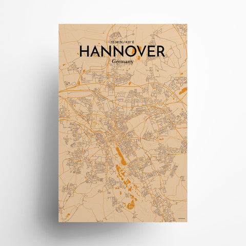 Hannover City Map Poster – Detailed Art Print of Hannover, Germany for Home Decor, Office Decor, Travel Art, and Unique Gifts