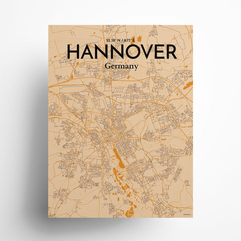 Hannover City Map Poster – Detailed Art Print of Hannover, Germany for Home Decor, Office Decor, Travel Art, and Unique Gifts