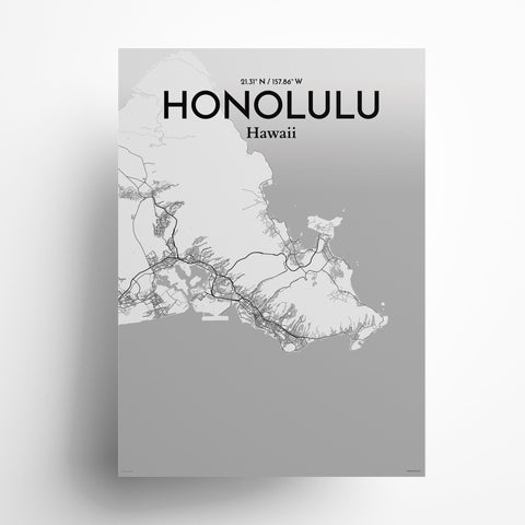 Honolulu City Map Poster – Detailed Art Print of Honolulu, Hawaii for Home Decor, Office Decor, Travel Art, and Unique Gifts