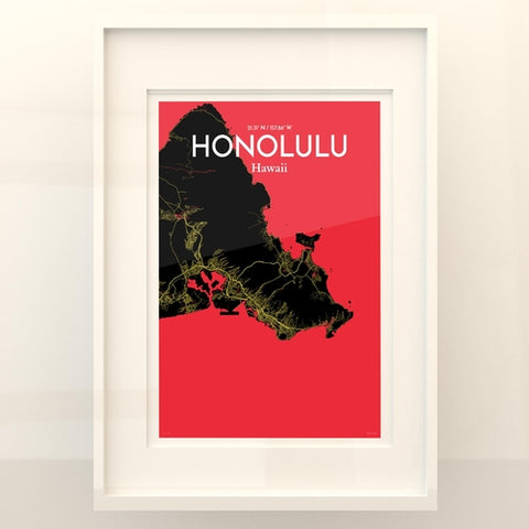 Honolulu City Map Poster – Detailed Art Print of Honolulu, Hawaii for Home Decor, Office Decor, Travel Art, and Unique Gifts