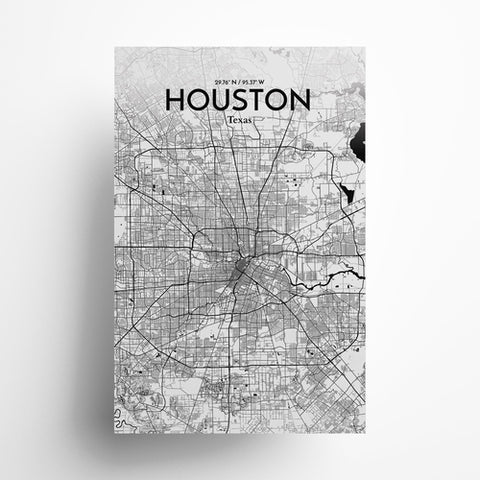 Houston TX City Map Poster – Detailed Art Print of Houston, Texas for Home Decor, Office Decor, Travel Art, and Unique Gifts