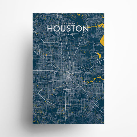 Houston TX City Map Poster – Detailed Art Print of Houston, Texas for Home Decor, Office Decor, Travel Art, and Unique Gifts