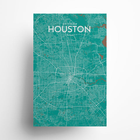 Houston TX City Map Poster – Detailed Art Print of Houston, Texas for Home Decor, Office Decor, Travel Art, and Unique Gifts