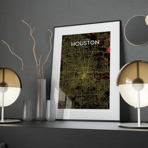 Houston TX City Map Poster – Detailed Art Print of Houston, Texas for Home Decor, Office Decor, Travel Art, and Unique Gifts