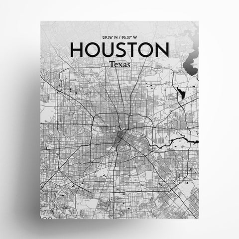 Houston TX City Map Poster – Detailed Art Print of Houston, Texas for Home Decor, Office Decor, Travel Art, and Unique Gifts