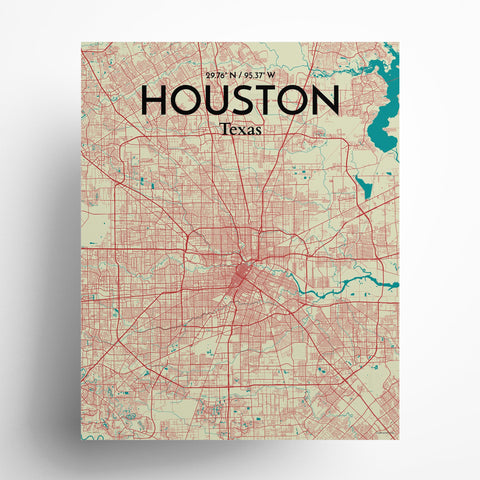 Houston TX City Map Poster – Detailed Art Print of Houston, Texas for Home Decor, Office Decor, Travel Art, and Unique Gifts