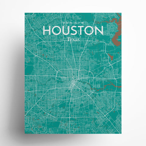 Houston TX City Map Poster – Detailed Art Print of Houston, Texas for Home Decor, Office Decor, Travel Art, and Unique Gifts