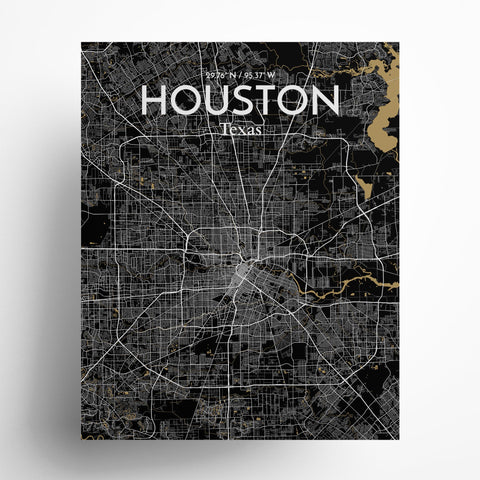 Houston TX City Map Poster – Detailed Art Print of Houston, Texas for Home Decor, Office Decor, Travel Art, and Unique Gifts