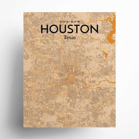 Houston TX City Map Poster – Detailed Art Print of Houston, Texas for Home Decor, Office Decor, Travel Art, and Unique Gifts