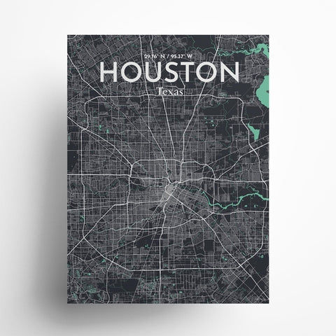 Houston TX City Map Poster – Detailed Art Print of Houston, Texas for Home Decor, Office Decor, Travel Art, and Unique Gifts