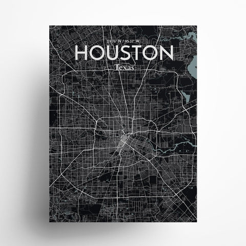 Houston TX City Map Poster – Detailed Art Print of Houston, Texas for Home Decor, Office Decor, Travel Art, and Unique Gifts