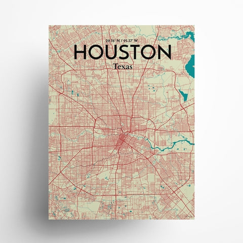 Houston TX City Map Poster – Detailed Art Print of Houston, Texas for Home Decor, Office Decor, Travel Art, and Unique Gifts