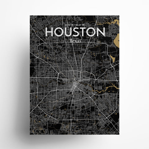 Houston TX City Map Poster – Detailed Art Print of Houston, Texas for Home Decor, Office Decor, Travel Art, and Unique Gifts