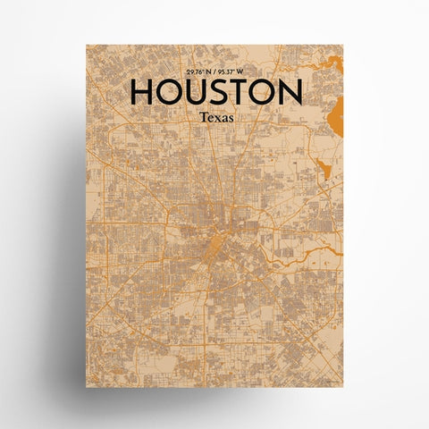 Houston TX City Map Poster – Detailed Art Print of Houston, Texas for Home Decor, Office Decor, Travel Art, and Unique Gifts