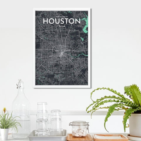 Houston TX City Map Poster – Detailed Art Print of Houston, Texas for Home Decor, Office Decor, Travel Art, and Unique Gifts