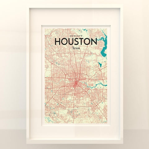 Houston TX City Map Poster – Detailed Art Print of Houston, Texas for Home Decor, Office Decor, Travel Art, and Unique Gifts