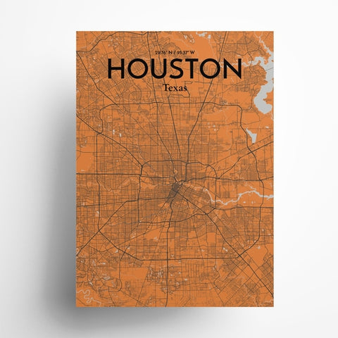 Houston TX City Map Poster – Detailed Art Print of Houston, Texas for Home Decor, Office Decor, Travel Art, and Unique Gifts