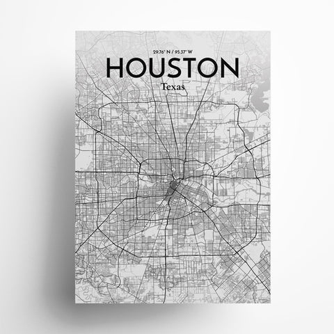 Houston TX City Map Poster – Detailed Art Print of Houston, Texas for Home Decor, Office Decor, Travel Art, and Unique Gifts