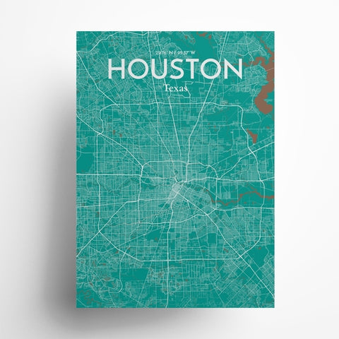 Houston TX City Map Poster – Detailed Art Print of Houston, Texas for Home Decor, Office Decor, Travel Art, and Unique Gifts