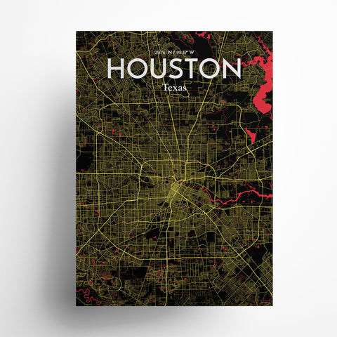 Houston TX City Map Poster – Detailed Art Print of Houston, Texas for Home Decor, Office Decor, Travel Art, and Unique Gifts