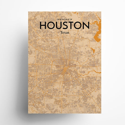 Houston TX City Map Poster – Detailed Art Print of Houston, Texas for Home Decor, Office Decor, Travel Art, and Unique Gifts