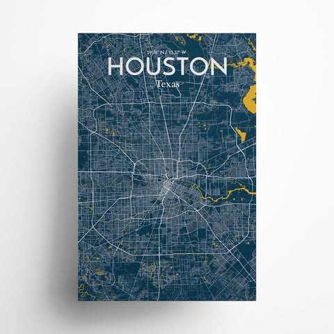 Houston TX City Map Poster – Detailed Art Print of Houston, Texas for Home Decor, Office Decor, Travel Art, and Unique Gifts