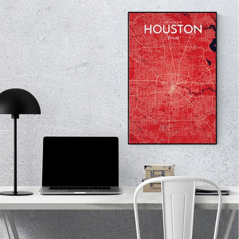 Houston TX City Map Poster – Detailed Art Print of Houston, Texas for Home Decor, Office Decor, Travel Art, and Unique Gifts