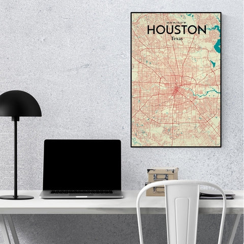 Houston TX City Map Poster – Detailed Art Print of Houston, Texas for Home Decor, Office Decor, Travel Art, and Unique Gifts