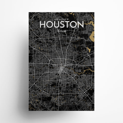 Houston TX City Map Poster – Detailed Art Print of Houston, Texas for Home Decor, Office Decor, Travel Art, and Unique Gifts