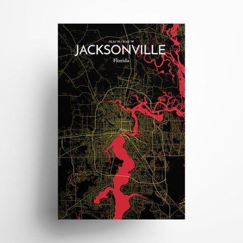 Jacksonville City Map Poster – Detailed Art Print of Jacksonville, Florida for Home Decor, Office Decor, Travel Art, and Unique Gifts