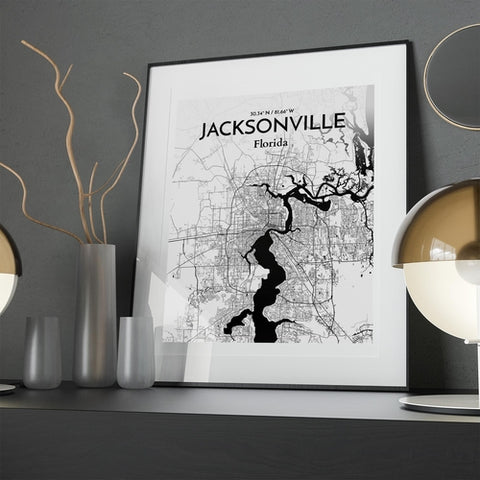 Jacksonville City Map Poster – Detailed Art Print of Jacksonville, Florida for Home Decor, Office Decor, Travel Art, and Unique Gifts