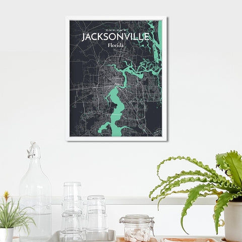 Jacksonville City Map Poster – Detailed Art Print of Jacksonville, Florida for Home Decor, Office Decor, Travel Art, and Unique Gifts