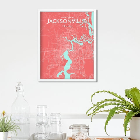 Jacksonville City Map Poster – Detailed Art Print of Jacksonville, Florida for Home Decor, Office Decor, Travel Art, and Unique Gifts