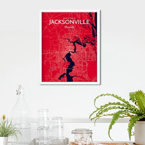 Jacksonville City Map Poster – Detailed Art Print of Jacksonville, Florida for Home Decor, Office Decor, Travel Art, and Unique Gifts