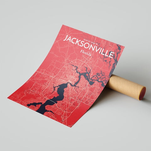 Jacksonville City Map Poster – Detailed Art Print of Jacksonville, Florida for Home Decor, Office Decor, Travel Art, and Unique Gifts