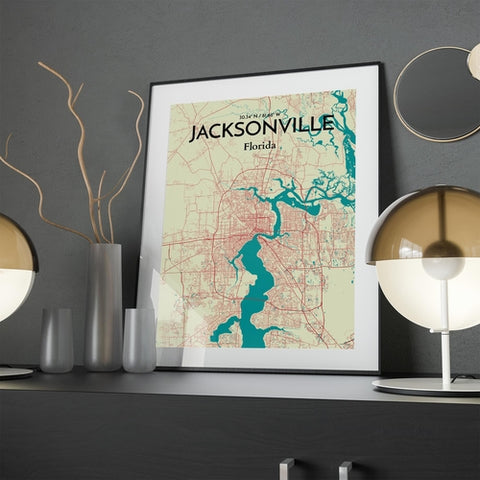 Jacksonville City Map Poster – Detailed Art Print of Jacksonville, Florida for Home Decor, Office Decor, Travel Art, and Unique Gifts