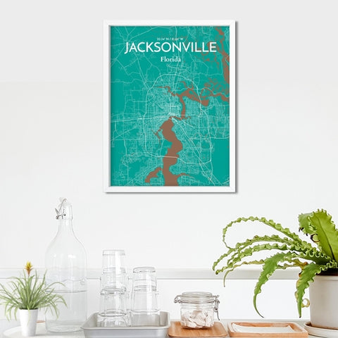 Jacksonville City Map Poster – Detailed Art Print of Jacksonville, Florida for Home Decor, Office Decor, Travel Art, and Unique Gifts