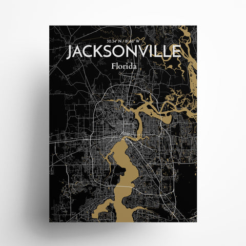 Jacksonville City Map Poster – Detailed Art Print of Jacksonville, Florida for Home Decor, Office Decor, Travel Art, and Unique Gifts