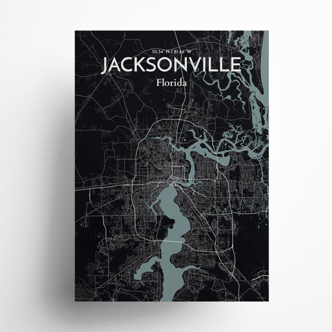 Jacksonville City Map Poster – Detailed Art Print of Jacksonville, Florida for Home Decor, Office Decor, Travel Art, and Unique Gifts